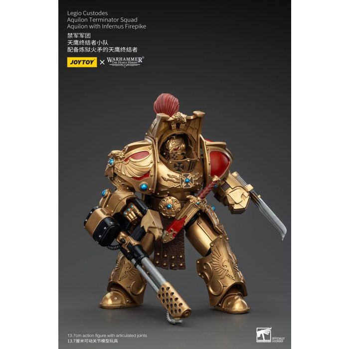 Warhammer The Horus Heresy Action Figure 1/18 Legio Custodes Aquilon Terminator Squad Aquilon with Infernus Firepike 14 cm