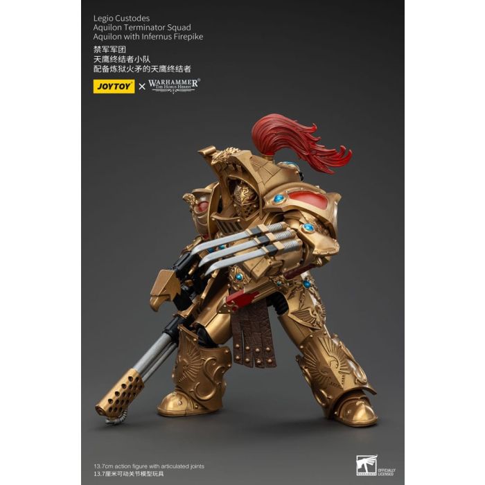 Warhammer The Horus Heresy Action Figure 1/18 Legio Custodes Aquilon Terminator Squad Aquilon with Infernus Firepike 14 cm