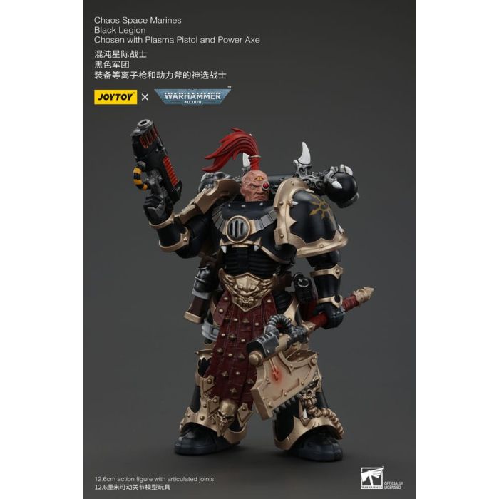 Warhammer 40k Action Figure Chaos Space Marines Black Legion Chosen with Plasma Pistol and Power Axe 20 cm