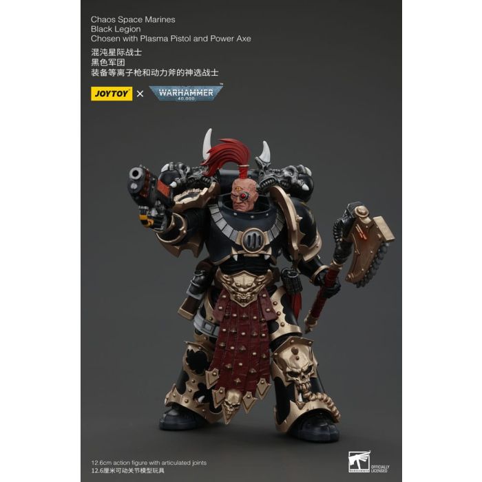 Warhammer 40k Action Figure Chaos Space Marines Black Legion Chosen with Plasma Pistol and Power Axe 20 cm