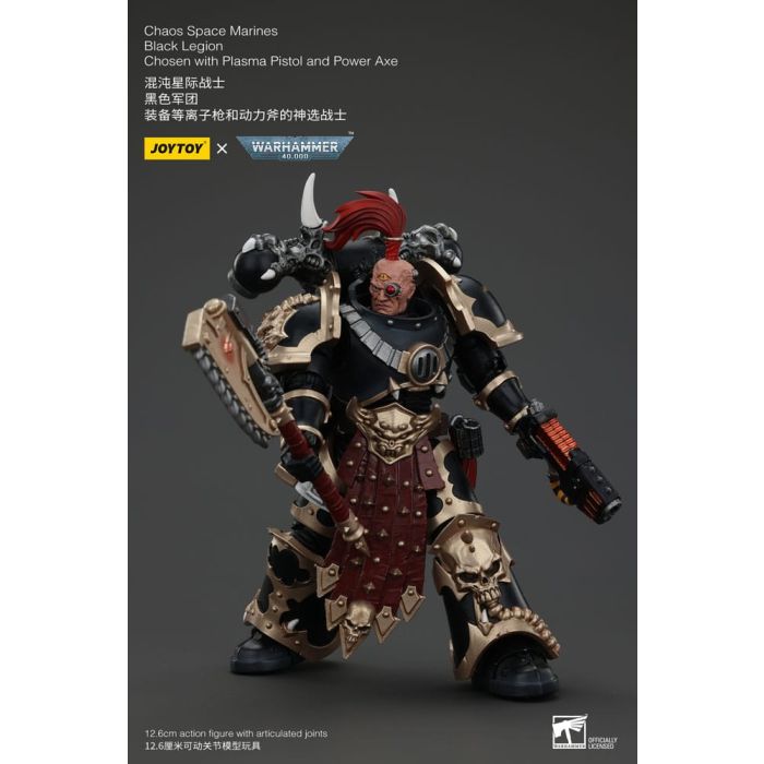 Warhammer 40k Action Figure Chaos Space Marines Black Legion Chosen with Plasma Pistol and Power Axe 20 cm