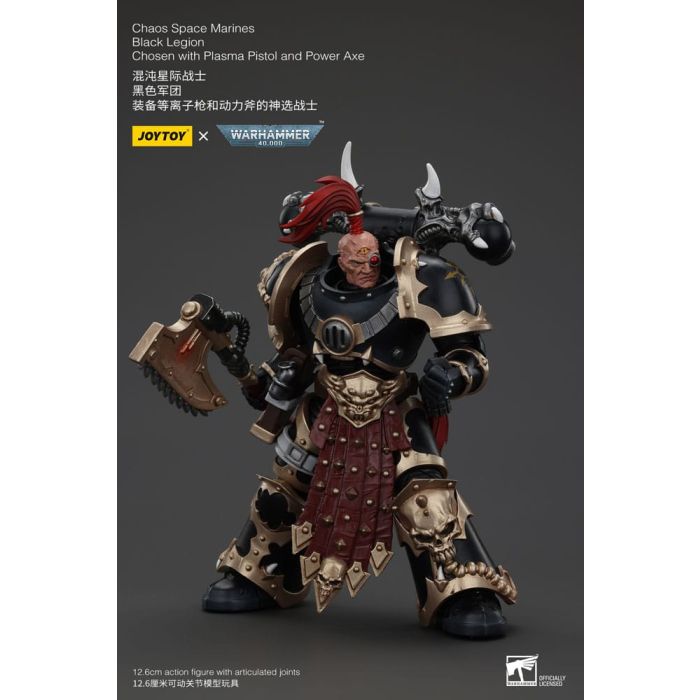 Warhammer 40k Action Figure Chaos Space Marines Black Legion Chosen with Plasma Pistol and Power Axe 20 cm