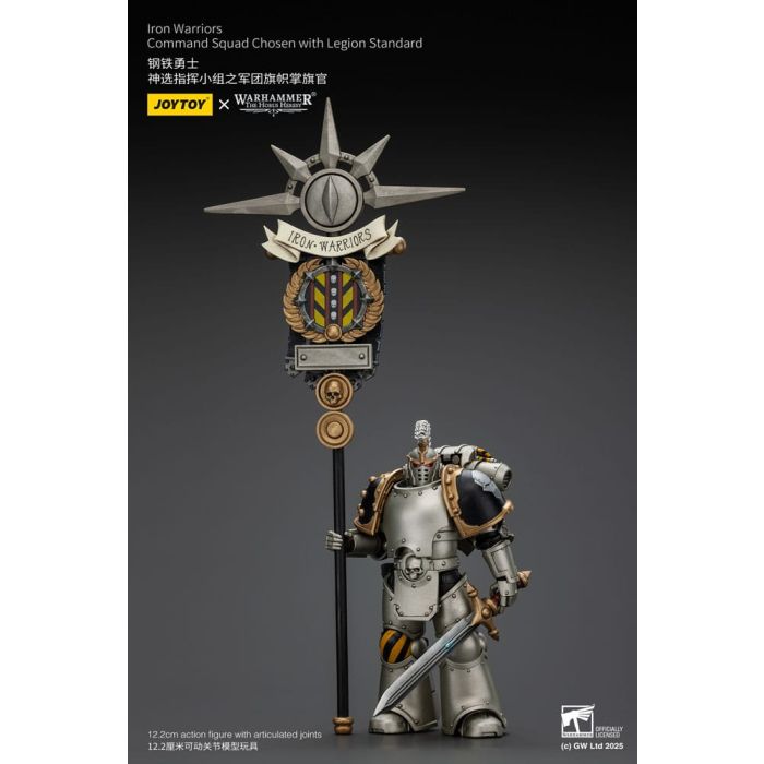 Warhammer The Horus Heresy Action Figure 1/18 lron Warriors Command Squad Chosen with Legion Standard 12 cm