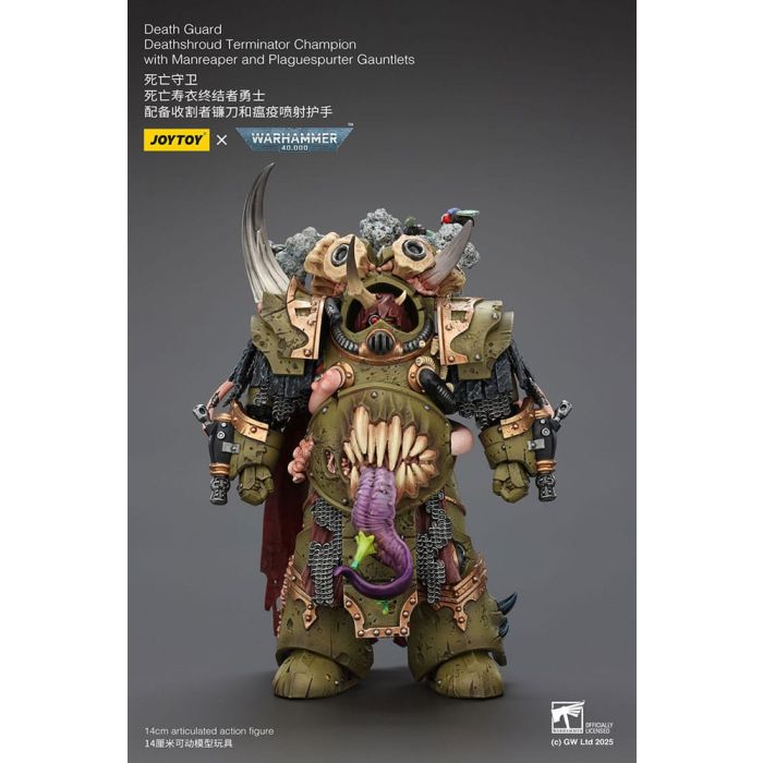 Warhammer 40k Action Figure 1/18 Death Guard Deathshroud Terminator Champion with Manreaper and Plaguespurter Gauntlets 14 cm