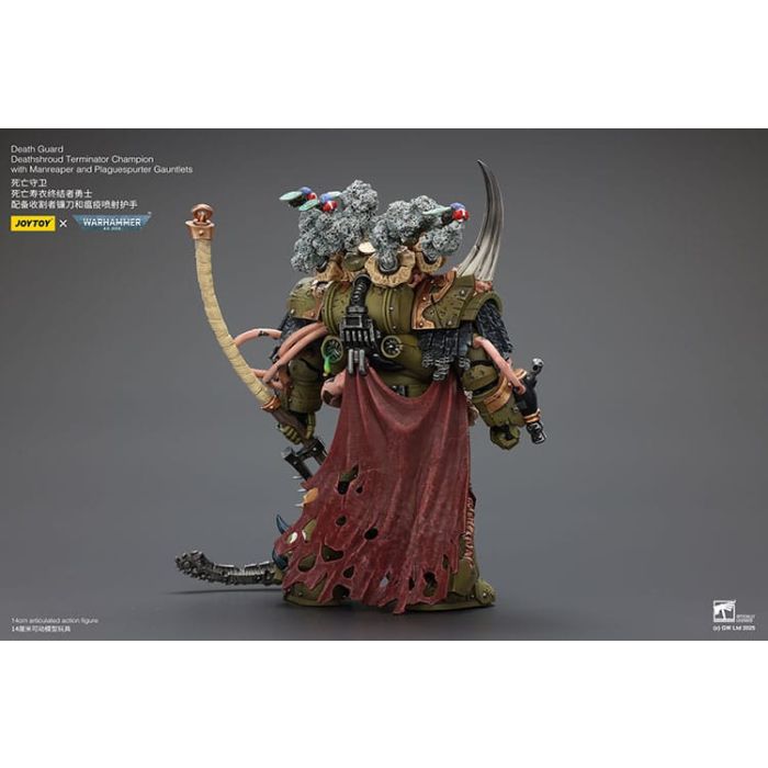 Warhammer 40k Action Figure 1/18 Death Guard Deathshroud Terminator Champion with Manreaper and Plaguespurter Gauntlets 14 cm