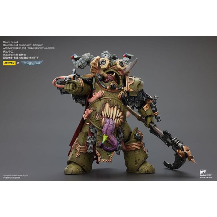 Warhammer 40k Action Figure 1/18 Death Guard Deathshroud Terminator Champion with Manreaper and Plaguespurter Gauntlets 14 cm