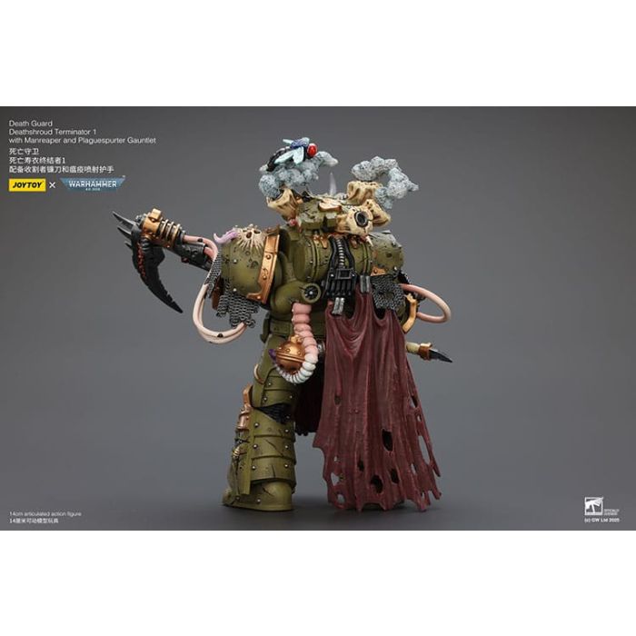 Warhammer 40k Action Figure 1/18 Death Guard Deathshroud Terminator 1 with Manreaper and Plaguespurter Gauntlet 14 cm 