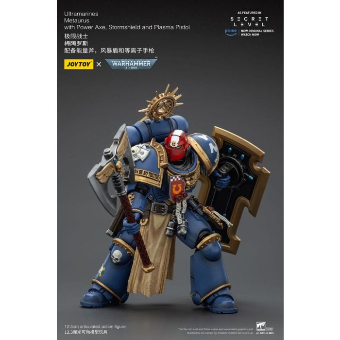 Warhammer 40,000 Action Figure Ultramarines Metaurus with Power Axe, Stormshield and Plasma Pistol 13 cm