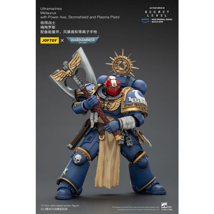 Warhammer 40,000 Action Figure Ultramarines Metaurus with Power Axe, Stormshield and Plasma Pistol 13 cm