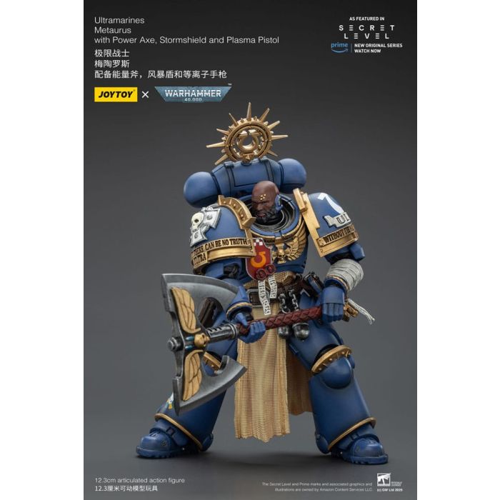 Warhammer 40,000 Action Figure Ultramarines Metaurus with Power Axe, Stormshield and Plasma Pistol 13 cm
