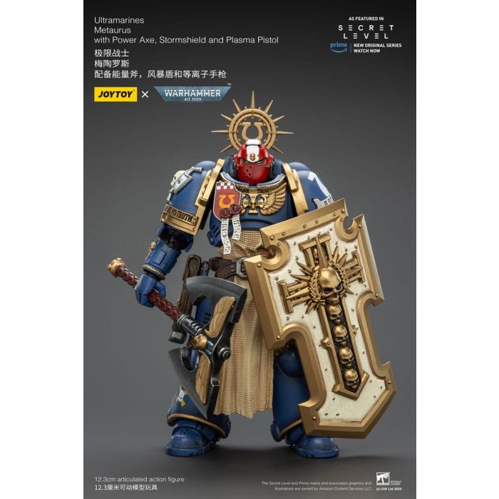 Warhammer 40,000 Action Figure Ultramarines Metaurus with Power Axe, Stormshield and Plasma Pistol 13 cm