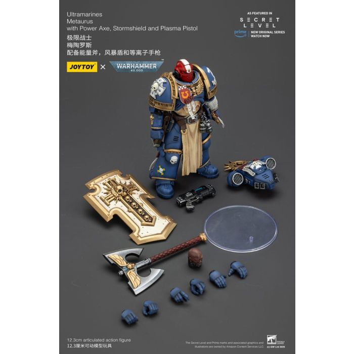 Warhammer 40,000 Action Figure Ultramarines Metaurus with Power Axe, Stormshield and Plasma Pistol 13 cm