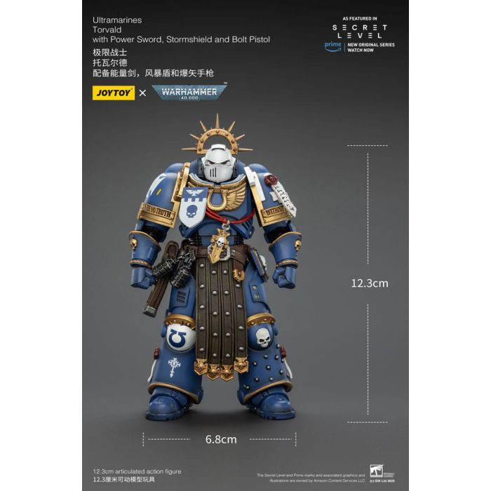 Warhammer 40,000 Action Figure Ultramarines Torvald with Power Sword, Stormshield and Bolt Pistol 13 cm
