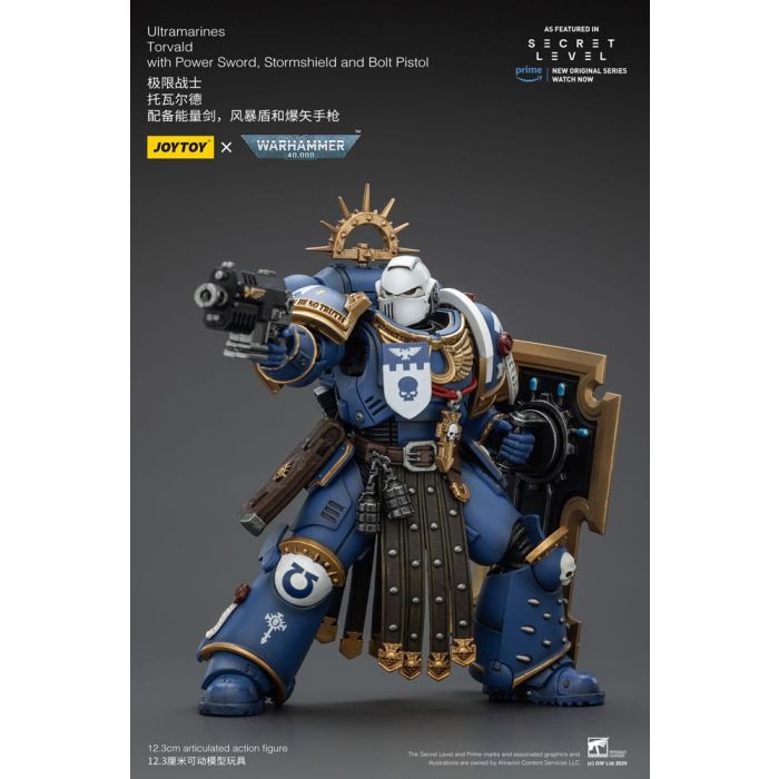 Warhammer 40,000 Action Figure Ultramarines Torvald with Power Sword, Stormshield and Bolt Pistol 13 cm