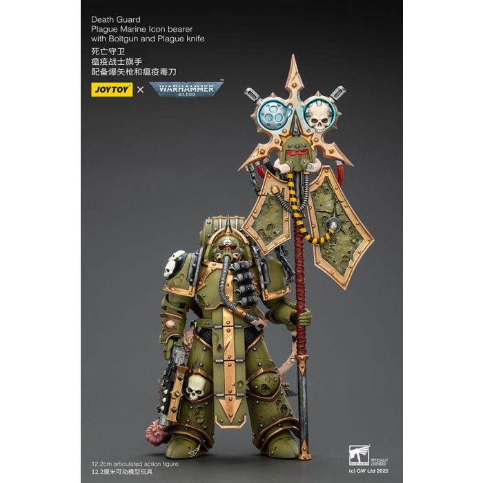 Warhammer 40,000 Action Figure Death Guard Plague Marine Icon bearer with Boltgun and Plague knife 12 cm