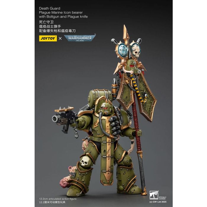 Warhammer 40,000 Action Figure Death Guard Plague Marine Icon bearer with Boltgun and Plague knife 12 cm