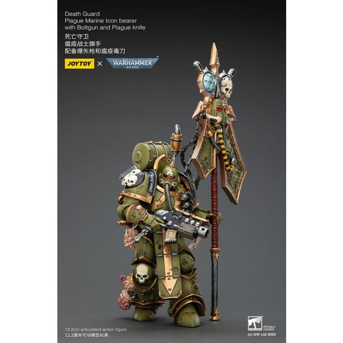 Warhammer 40,000 Action Figure Death Guard Plague Marine Icon bearer with Boltgun and Plague knife 12 cm