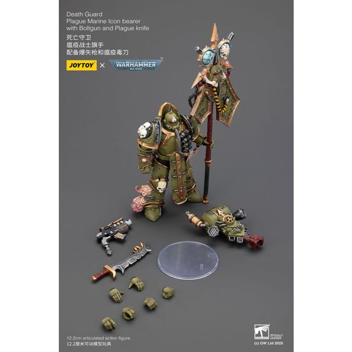 Warhammer 40,000 Action Figure Death Guard Plague Marine Icon bearer with Boltgun and Plague knife 12 cm