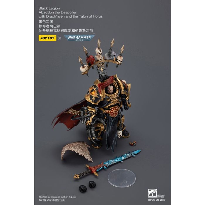 Warhammer 40,000 Action Figure  Black Legion Abaddon the Despoiler with Drach'nyen and the Talo 16 cm