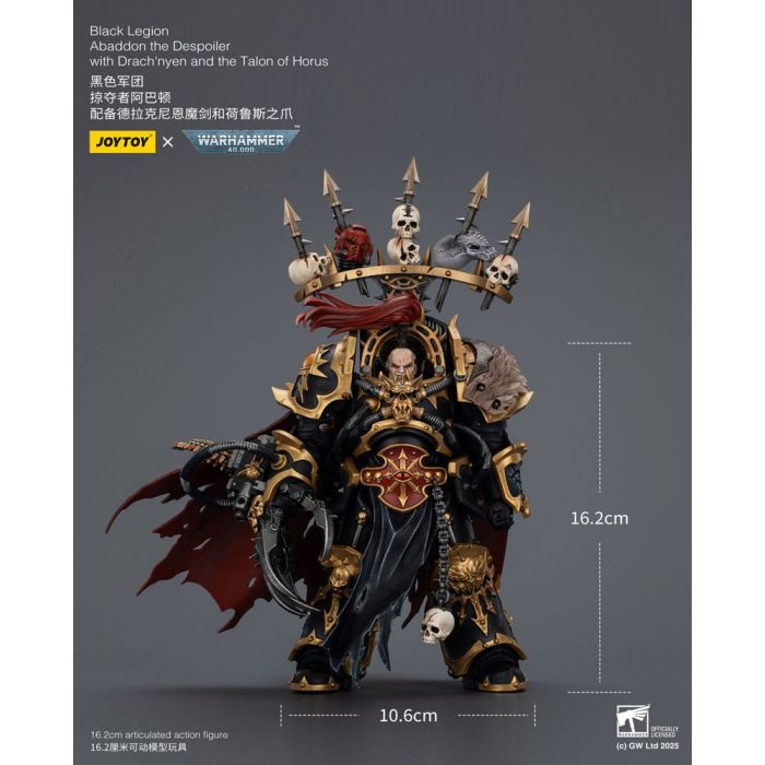 Warhammer 40,000 Action Figure  Black Legion Abaddon the Despoiler with Drach'nyen and the Talo 16 cm