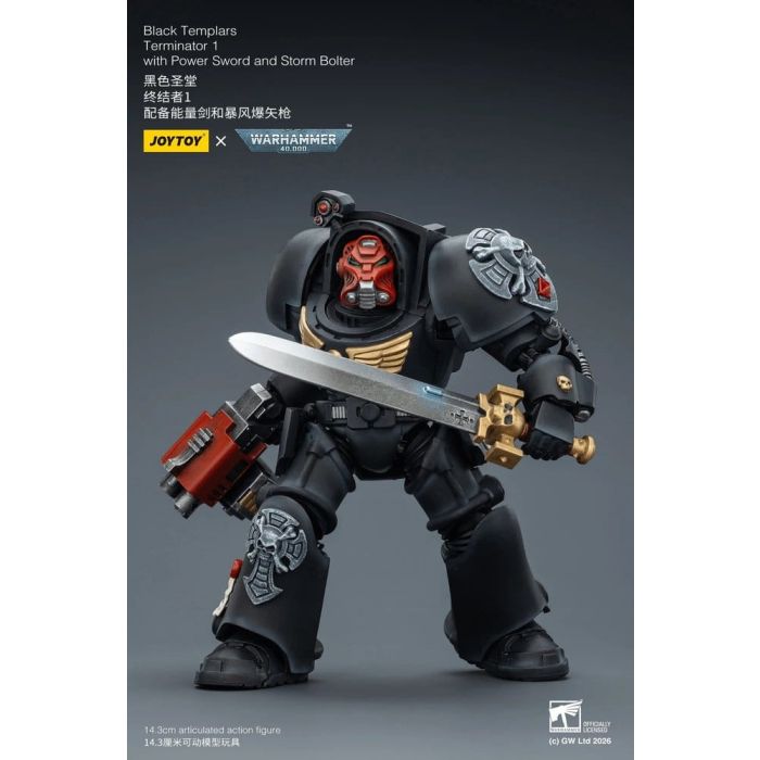 Warhammer 40,000 Action Figure Black Templars Terminator 1 with Power Sword and Storm Bolter 14 cm