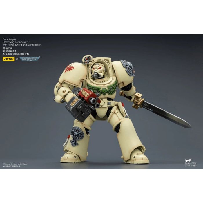 Warhammer 40,000 Action Figure Dark Angels Deathwing Terminator 1 with Power Sword and Storm Bolter 14 cm