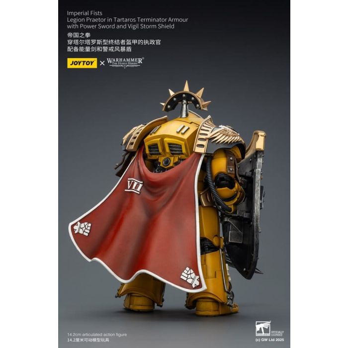 Warhammer Imperial Fists Action Figure Legion Praetor in Tartaros Terminator Armourwith Power Sword and Vigil Storm Shield 14 cm