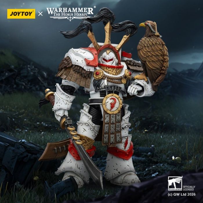 Warhammer 40,000 Action Figure White Scars Legion Praetor in Cataphractii Terminator Armour with Cyber Hawk Chogorian sword and combi-melta 14 cm
