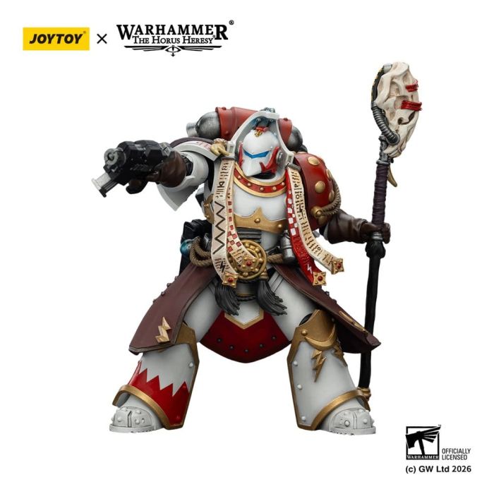 Warhammer 40,000 Action Figure White Scars Stormseer Consulwith Force Staff and Bolt Pistol 12 cm