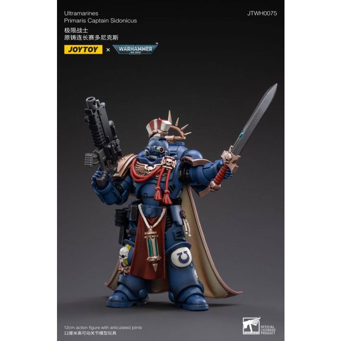 Warhammer 40k Action Figure 1/18 Ultramarines Primaris Captain Sidonicus 12 cm