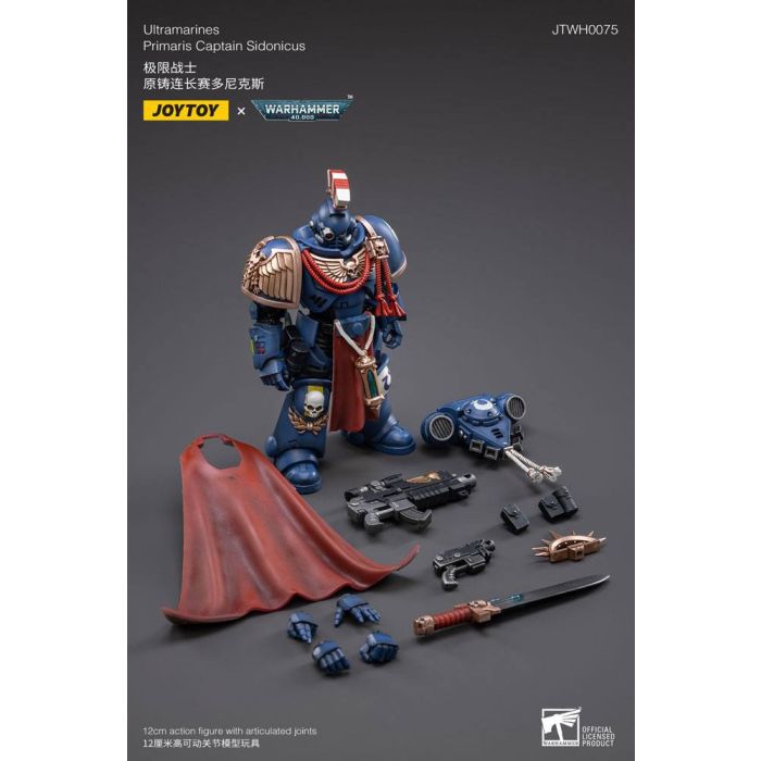 Warhammer 40k Action Figure 1/18 Ultramarines Primaris Captain Sidonicus 12 cm