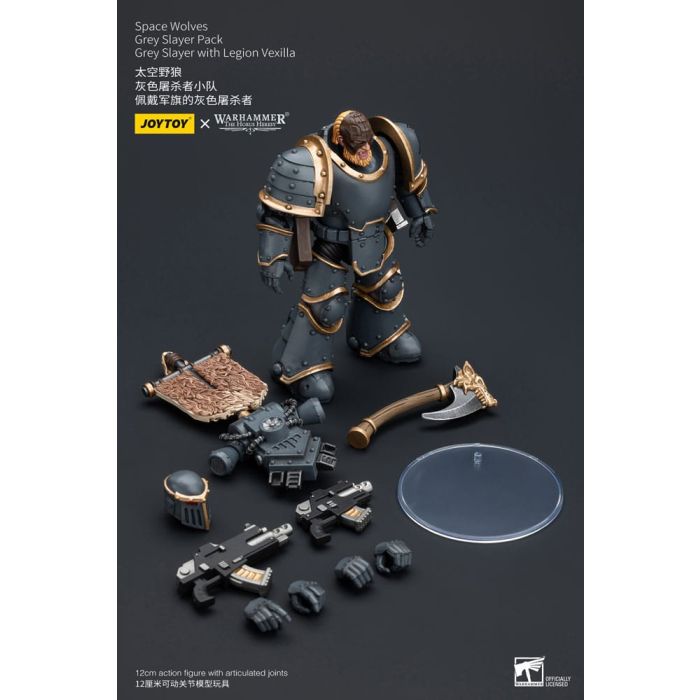 Warhammer The Horus Heresy Action Figure 1/18 Space Wolves Grey Slayer Pack Grey Slayer With Legion Vexilla 12 cm 