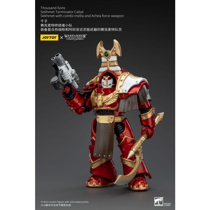 Warhammer The Horus Heresy Action Figure 1/18 Thousand Sons Sekhmet Terminator Cabal Sekhmet with Combi-Melta and Achea Force Weapon 14 cm