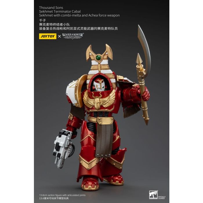 Warhammer The Horus Heresy Action Figure 1/18 Thousand Sons Sekhmet Terminator Cabal Sekhmet with Combi-Melta and Achea Force Weapon 14 cm