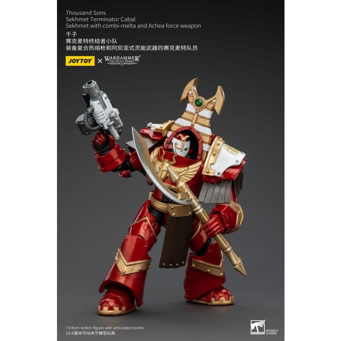 Warhammer The Horus Heresy Action Figure 1/18 Thousand Sons Sekhmet Terminator Cabal Sekhmet with Combi-Melta and Achea Force Weapon 14 cm