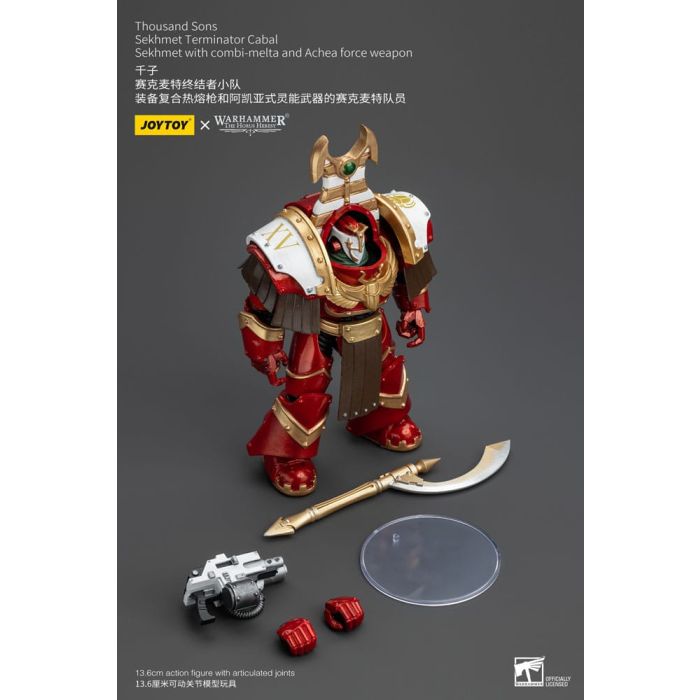 Warhammer The Horus Heresy Action Figure 1/18 Thousand Sons Sekhmet Terminator Cabal Sekhmet with Combi-Melta and Achea Force Weapon 14 cm