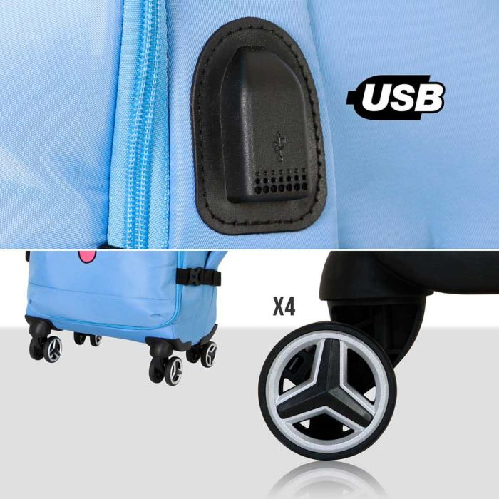 Lilo & Stitch 4-Wheel Cabin Suitcase Stitch Face Blue 55 cm 