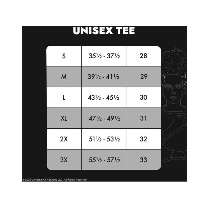Universal Monsters by Loungefly Tee T-Shirt Unisex Bride of Frankenstein Size S