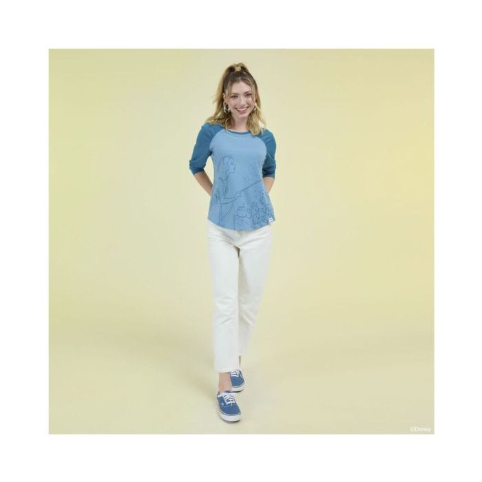 Pinocchio by Loungefly Tee T-Shirt Unisex Blue Fairy Shirred Raglan Size L