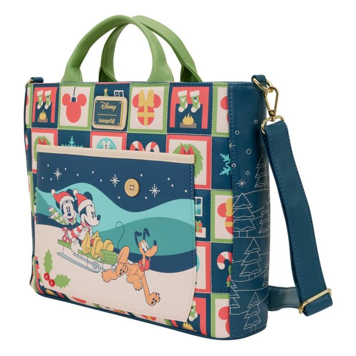 Disney by Loungefly Canvas Tote Bag Mickey and Minnie Holiday