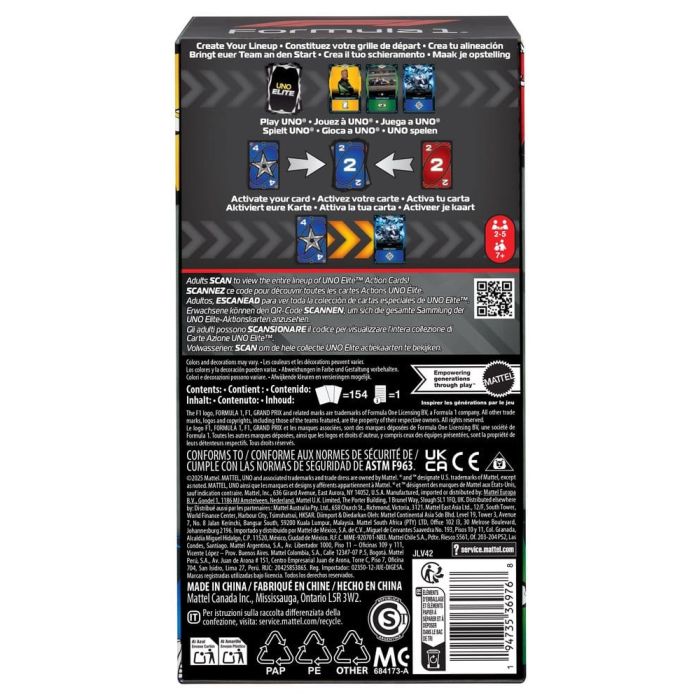 Formula 1 UNO Card Game Elite F1 Starter-Set