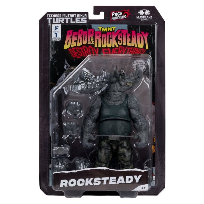 Teenage Mutant Ninja Turtles Page Punchers Action Figure Rocksteady 17 cm