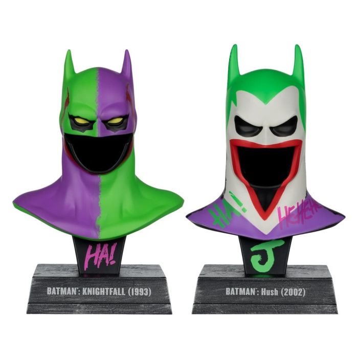 Batman DC Direct Mini Replica 1/3  2-pack Batman Cowls Hush & Knightfall (Jokerized) (Gold Label) 18 cm