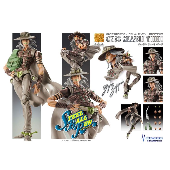 JoJo's Bizarre Adventure Part7 Steel Ball Run Super Action Action Figure Chozokado Gyro Zeppeli Third 16 cm 