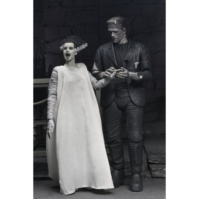 Universal Monsters 2-Pack Action Figure Bride of Frankenstein 90th Anniversary The Monster & His Mate (B&W) 18 cm