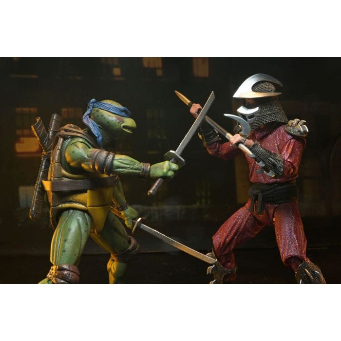 Teenage Mutant Ninja Turtles (1990 Movie) Action Figure Roof Top Battle Shredder vs Leo 18 cm         