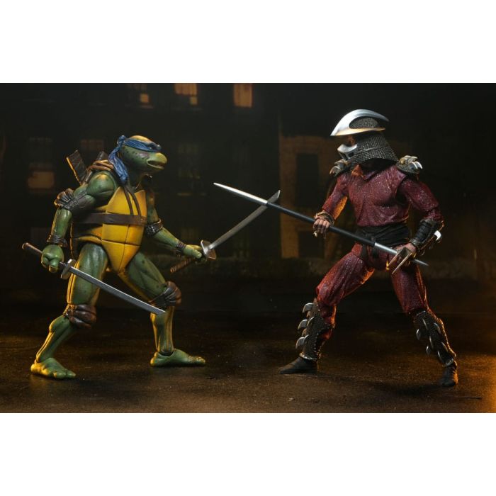 Teenage Mutant Ninja Turtles (1990 Movie) Action Figure Roof Top Battle Shredder vs Leo 18 cm         