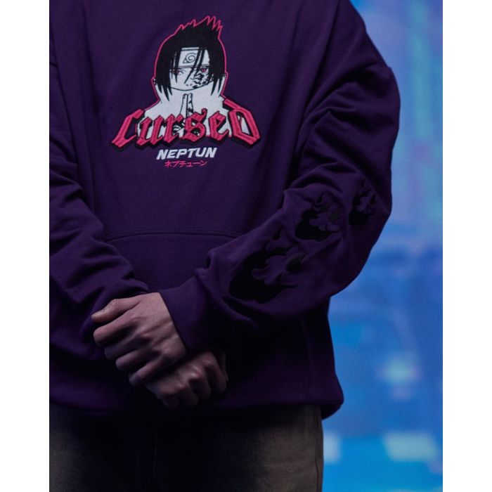 Naruto Shippuden Hooded Sweater Graphic Purple Size XL