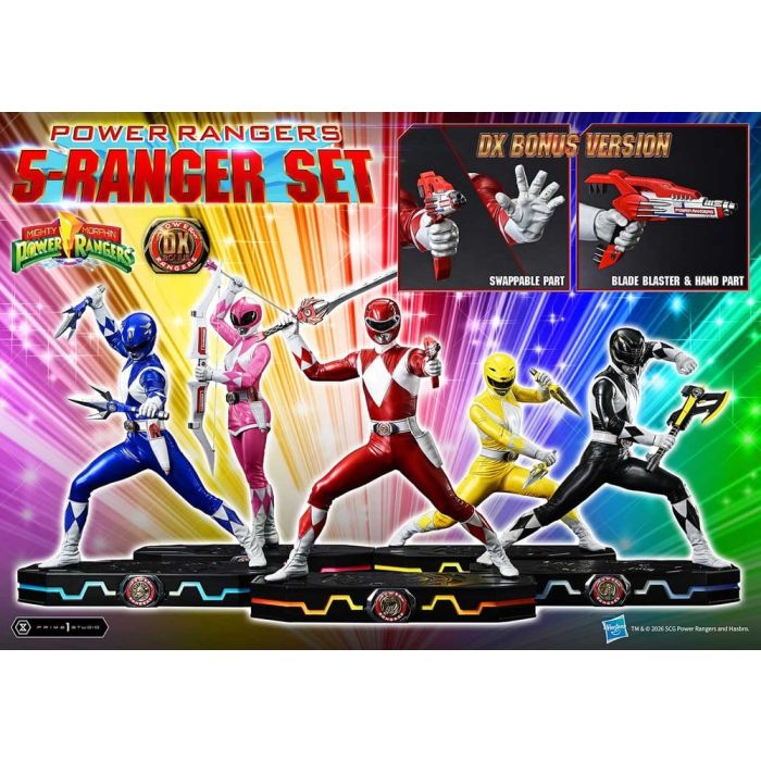 Mighty Morphin Power Rangers Premium Masterline Set of 5 Statues 1/4 Deluxe Bonus Version 62 cm
