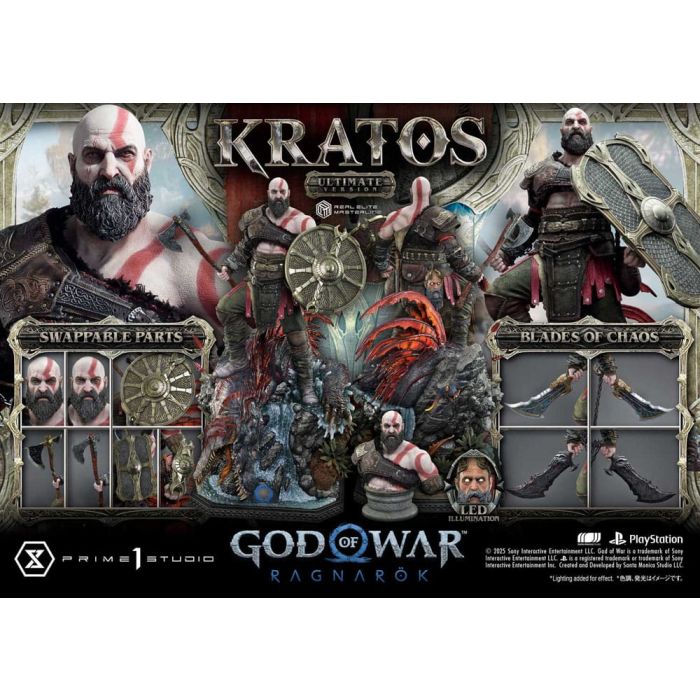 God of War: Ragnarok Real Elite Masterline Series Statue 1/3 Kratos Ultimate Version 95 cm                